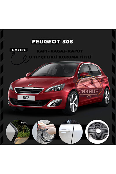 STS Oto Aksesuar Peugeot 308 Oto Araç Kapı Koruma Fitili 5metre Parlak Siyah ...