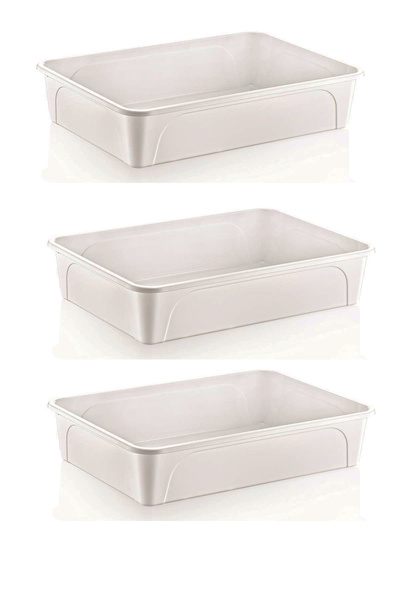 RNL04 3 Pieces 5 Liter Plastic White Cheese Tub - 1233M