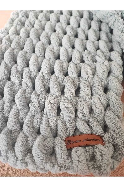 BODUR EMBROIDERY Κασκόλ Puffy 100% Πλεκτό στο χέρι 200 * 22 cm Ορθογραφία