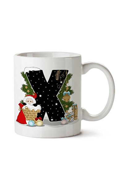 ART HEDİYE كوب مطبوع عليه حرف X مخصص لعيد الميلاد المجيد للعام الجديد
