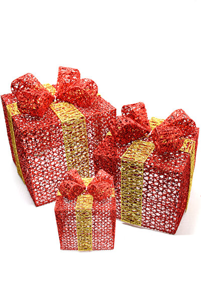 Waldern Коледна елха подаръчен комплект среден размер червено-златно 22*22*22 см