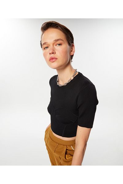 Twist Bustier Look Crop Knitwear