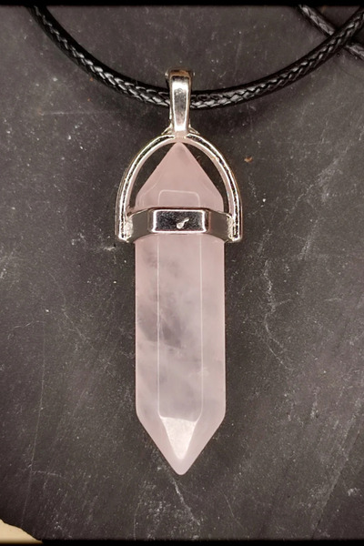 NBS Beautiful Naturel Stones Pembe Kuvars Doğal Taş Kolye ( AA Kalite ) ( Aşk...