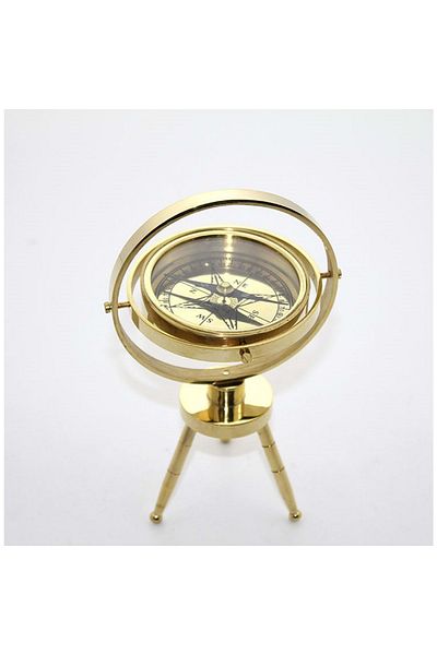 hediyeconcepti 3-Legged All Brass Desktop Compass
