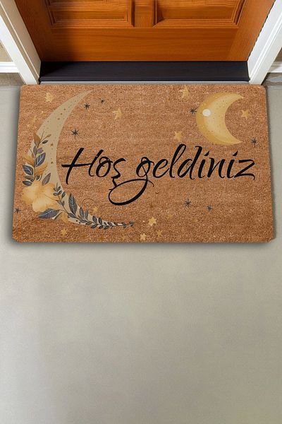 Valerine Life Mehtap Moon and Star Themed Welcome Door Mat 45x70cm