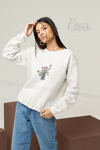 Pear Wear Γυναικείο φούτερ με 3 νήματα με στάμπα λουλουδιών