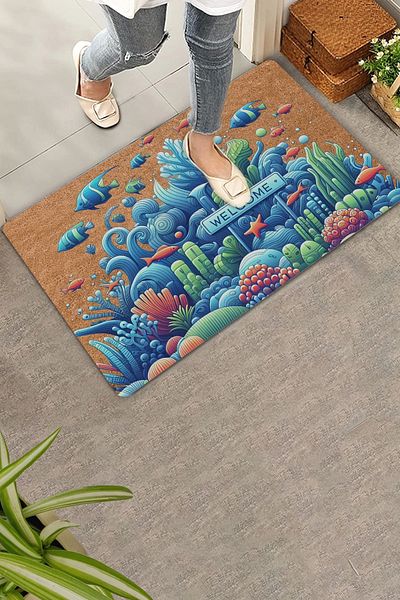 Valerine Life Sea and Fish Themed Welcome Door Mat 45x70cm
