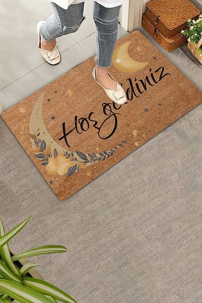 Valerine Life Mehtap Moon and Star Themed Welcome Door Mat 45x70cm