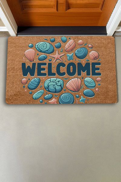 Valerine Life Colorful Mussel and Stones Welcome Door Mat 45x70cm