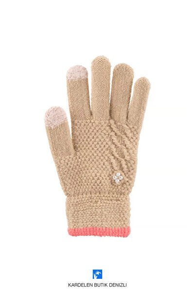 Kardelen Butik Denizli الخريف والشتاء الدافئة طبقة مزدوجة اللؤلؤ حجر الراين قفازات سميكة لمس قفازات التزلج