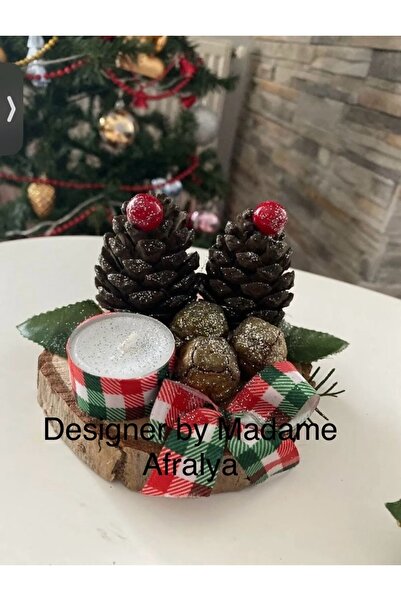 Minimalhomedesign Χριστουγεννιάτικο στολίδι 15 εκ. - Διακοσμητικό τραπέζι με κερί τελειοφωτιστικό με χριστουγεννιάτικο κέραστο, διακοσμητικό κερί με χριστουγεννιάτικο κέραστο