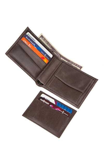 jön Чоловічий гаманець з картою з натуральної шкіри