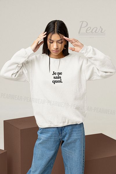 Pear Wear Γυναικείο φούτερ με στάμπα Je Ne Sais Quoi με 3 κλωστές υπερμεγέθη