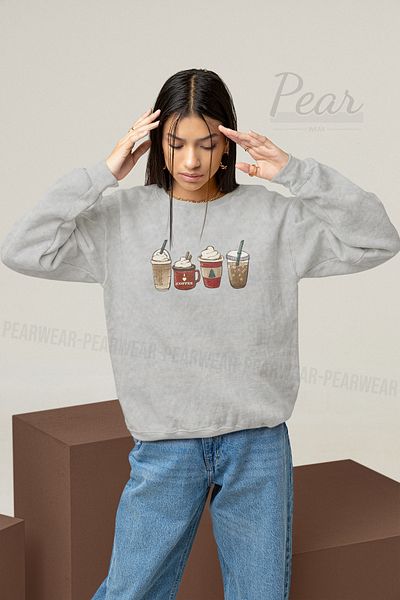 Pear Wear Γυναικεία χριστουγεννιάτικη φούτερ με 3 νήματα με στάμπα καφέ