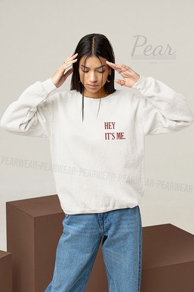 Pear Wear Hanorac oversize cu 3 fire de damă cu imprimeu Hey Its Me