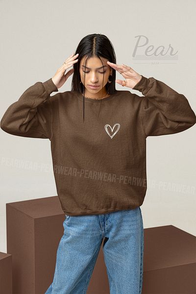 Pear Wear Дамски суитшърт с 3 нишки и щампи от сърце