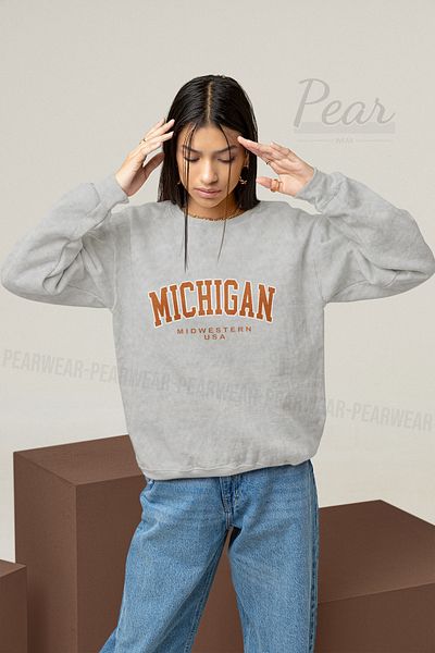 Pear Wear Γυναικεία φούτερ με 3 νήματα με στάμπα Michigan