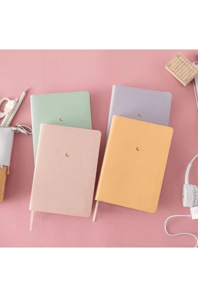AKILLICA Set of 4 Notebooks Plain Unlined Hard Cover Notebook 13x21 Cm Hardcover Notebook Moon Series