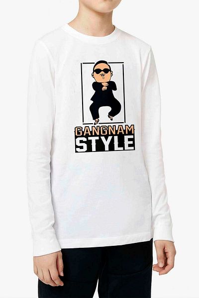 Tshirthane Παιδικό φούτερ εκρού με μακρυμάνικο Gangnam Style