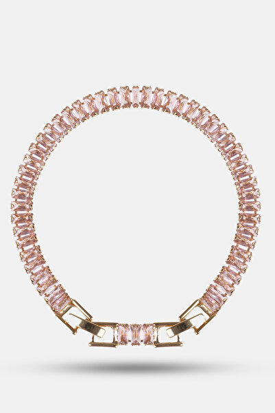 Serelia Pembe Zirkon Taşlı Baget Model Su Yolu Gold Bileklik
