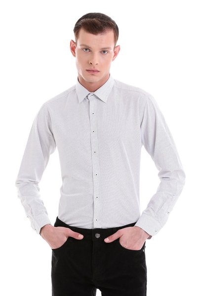 Hatemoğlu Crna Slim fit Štampano Pamuk paket uska kragna dugi rukav klasična ...