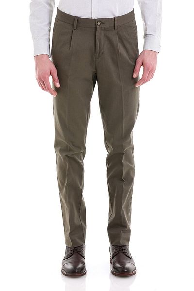 Hatemoğlu Παντελόνι από βαμβακερό καμβά με μοτίβο Khaki Dynamic Fit με πλαϊνές τσέπες