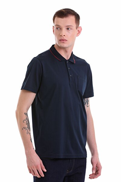 Hatemoğlu Синій Regular Fit з кишенями та поло-комірцем, мерсеризована бавовна, футболка