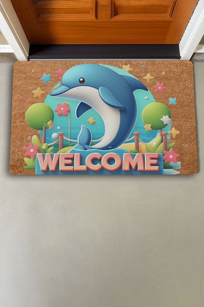 Valerine Life Cute Dolphin and Star Welcome Door Mat 45x70cm