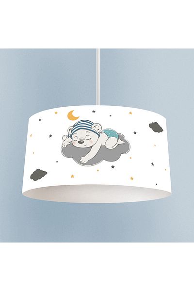 BAMBAŞKA MODA BABY AND KIDS ROOM Cute Blue Sleeping Bear Patterned Chandelier