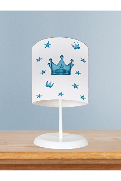 BAMBAŞKA MODA Baby and Children's Room Blue King Crown Patterned Lampshade