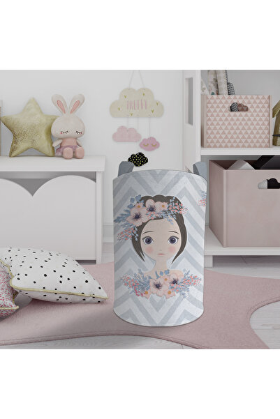 BAMBAŞKA MODA غرفة الأطفال والرضع سلة ألعاب متعرجة منقوشة على شكل زهرة الأميرة