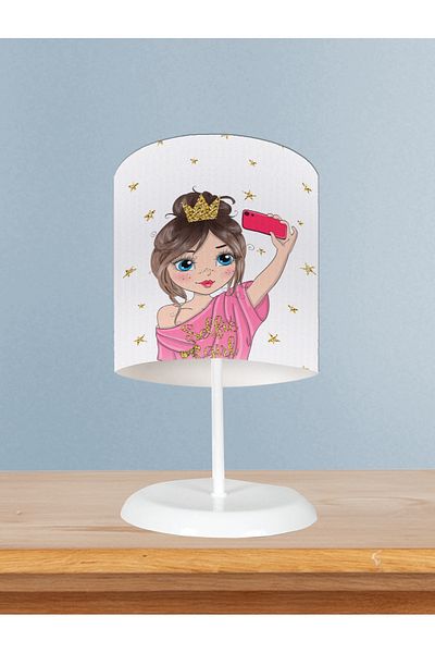 BAMBAŞKA MODA Baby and Children's Room Selfie Princess Girl Patterned Lampshade