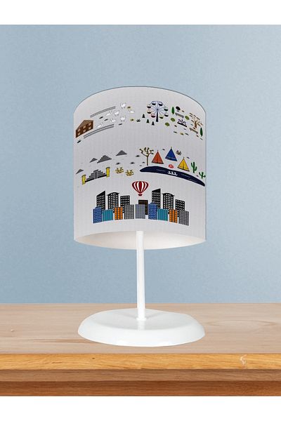 BAMBAŞKA MODA Baby and Children's Room Educational City Patterned Way Lampshade