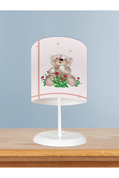 BAMBAŞKA MODA Baby and Children's Room Teddy Bear and Flower Patterned Lampshade