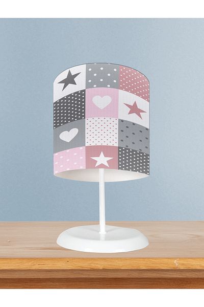 BAMBAŞKA MODA Soft Star and Heart Patterned Baby and Children's Room Lampshade