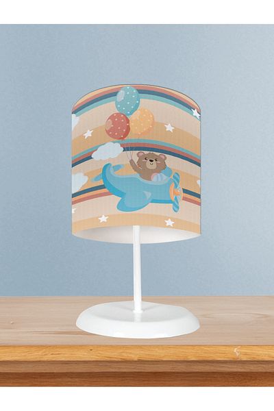 BAMBAŞKA MODA Home Baby and Children's Room Airplane and Elephant Patterned Lampshade