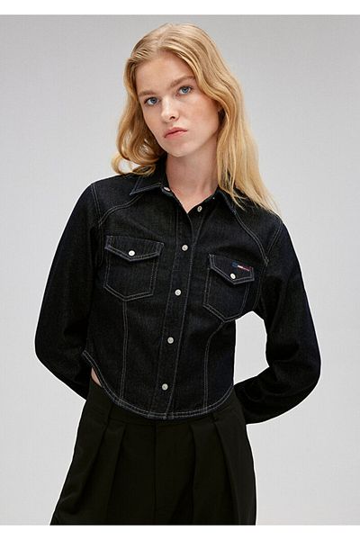 Mavi KREUZBERG Cămașă de denim crop cu clătire 1210722-86718