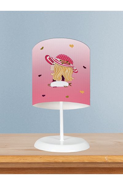 BAMBAŞKA MODA Home Baby and Children's Room Princess Girl Patterned Lampshade with Hat