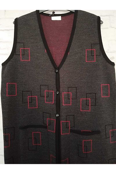 anne moda ankara winter, 1st quality steel, acrylic knitted, 2 pockets, 3 buttons, V-neck extra long knitwear vest