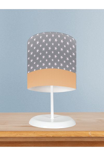 BAMBAŞKA MODA Baby and Children's Room Yellow Gray Cloudy Star Pattern Lampshade