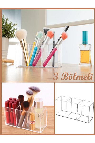 Bayev Σετ Organizer Crystal 3 Διαμερισμάτων AK765- Βούρτσα Μακιγιάζ Κραγιόν Organizer