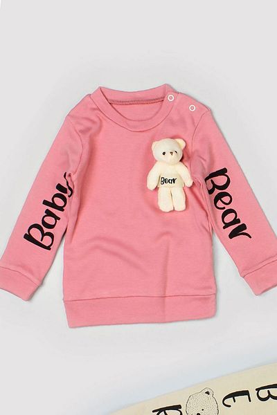 Peki Seasonal Baby Girl Bear Printed Teddy Bear Toy Cotton Figured Style Suit Slim Fit 14201