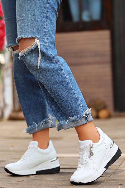 Madam Tarz Дамски кецове Felicia с клинова подметка и цип, детайлни, ежедневни