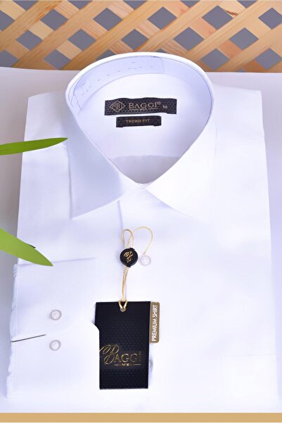 BAGGI قميص رجالي من القطن ذو الياقة الكلاسيكية - مقاس عادي