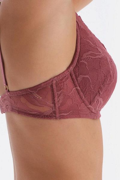 Alissa DAGİ 23AW23315GY PADDED BRA WITH LACE AND ACCESSORY DETAIL
