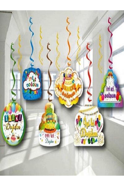 Kazanabil HAPPY BIRTHDAY THEMED PENDANT LAMP ORNAMENT SET 6 PIECES
