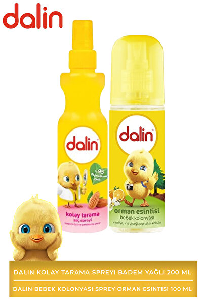 Dalin Kolay Tarama Spreyi Badem Yağlı 200 ml Bebek Kolonyası Sprey Orman Esintisi 100 ml