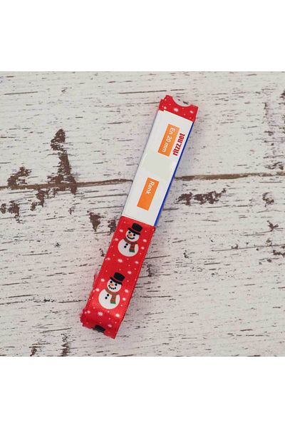 Ritzz Printed Ribbon 2cm New Year Themed Snowman Red