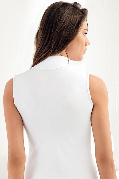 Şahinler Lycra Women's White Sleeveless Turtleneck Undershirt Mb1034-by