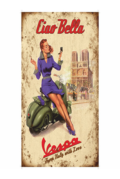 Hayat Poster italia romană ciao bella vespa motor pin up girl mini poster ret...